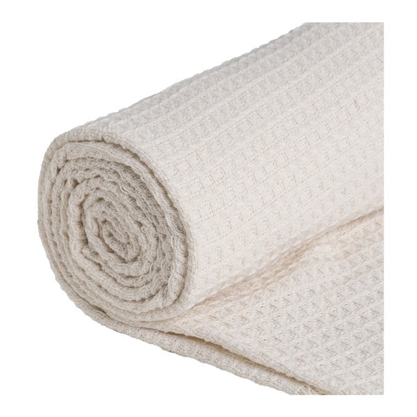 Krēmkrāsas gultas pārklājs no pārstrādātas kokvilnas 260x280 cm Honeycomb – Ixia-image-4
