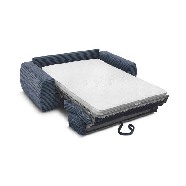 Tumši zils velveta dīvāns gulēšanai/salokāms 220 cm Hugo – Bobochic Paris-image-4