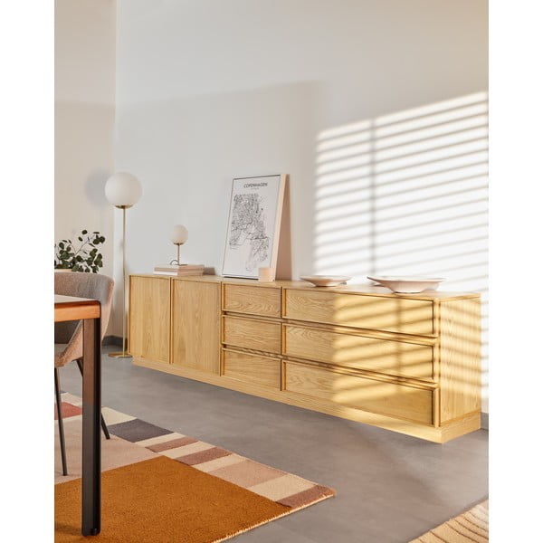 Stāvlampa zelta krāsā ar stikla abažūru (augstums 150 cm) Mahala – Kave Home-image-2