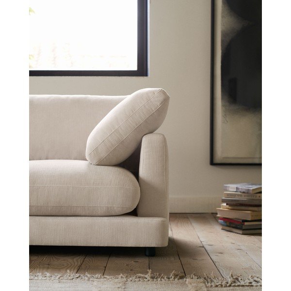 Bēšs stūra dīvāns no šenila auduma (ar kreiso stūri/ar zvilni) Gala – Kave Home-image-4