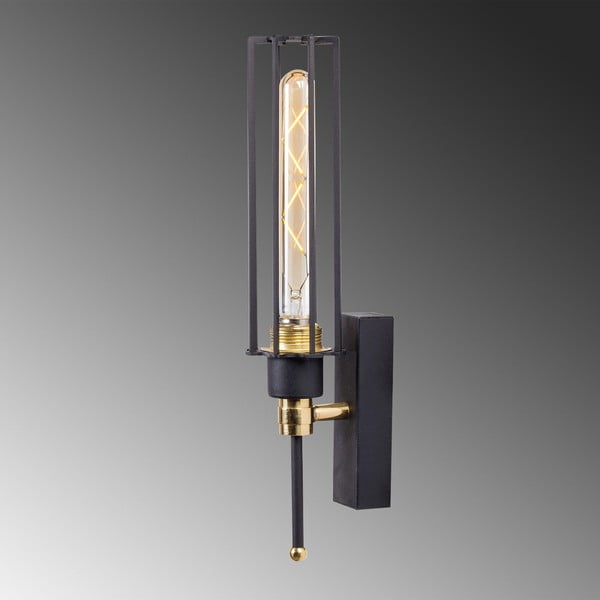 Melna/zelta krāsas sienas lampa ø 8 cm Fellini – Opviq lights-image-3