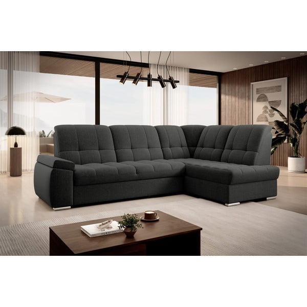 Tumši pelēks salokāms/ar uzglabāšanas vietu stūra dīvāns (ar labo stūri/L veida) Sado – ELTAP-image-4