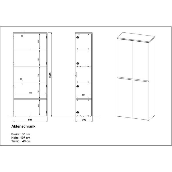 Krēmkrāsas matēta kumode 80x197x40 cm Lissabon – Germania-image-4