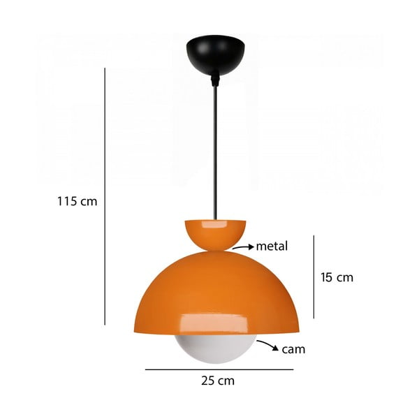 Oranža piekaramā lampa ar metāla abažūru ø 25 cm Arta – Opviq lights-image-2