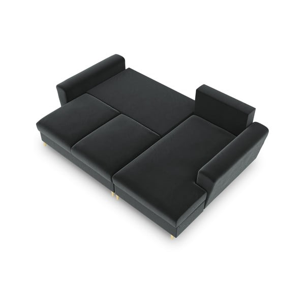 Tumši pelēks samta salokāms stūra dīvāns ar uzglabāšanas vietu (ar labo stūri/ar zvilni) Kyoto – Cosmopolitan Design-image-2