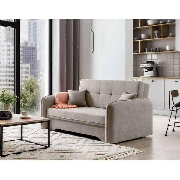 Bēšs salokāms/ar uzglabāšanas vietu dīvāns no šenila auduma 155 cm Laine – ELTAP-image-3