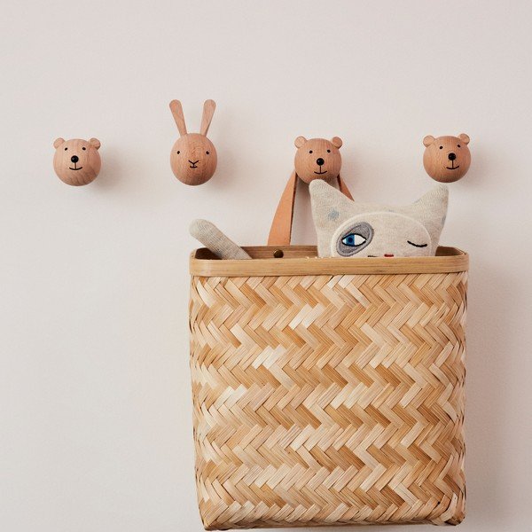 Dabīga toņa dižskābarža masīvkoka sienas āķis Bear – OYOY Mini-image-1
