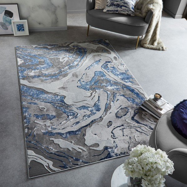 Zils/pelēks paklājs 80x150 cm Marbled – Flair Rugs-image-1