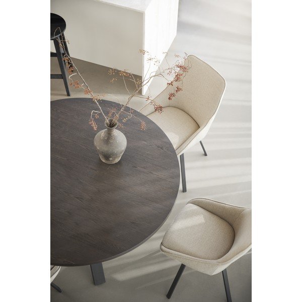 Tumši brūns apaļš izvelkams ēdamgalds ar ozolkoka imitāciju ø 135 cm Maddock – Rowico-image-4