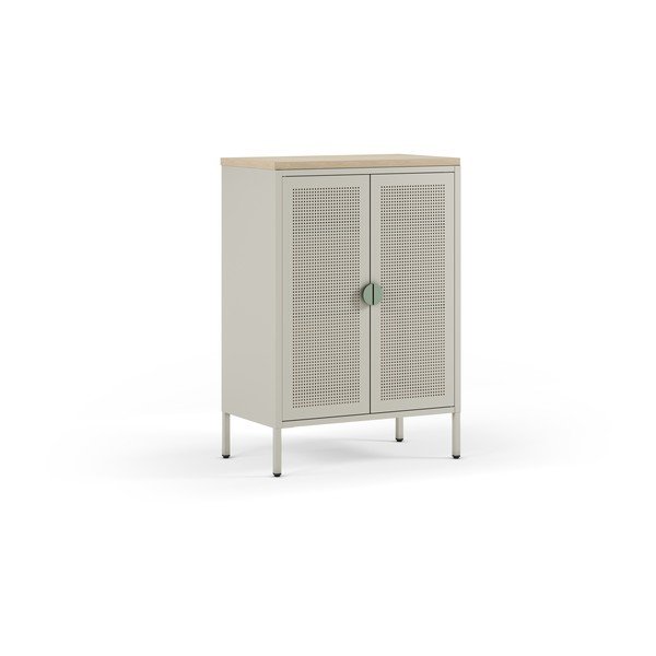 Krēmkrāsas/dabīga toņa metāla skapītis 70x100x40 cm Sayla – Marckeric