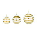 3 baltu keramikas eglīšu rotājumu komplekts ar zelta krāsas detaļām Kähler Design Omaggio