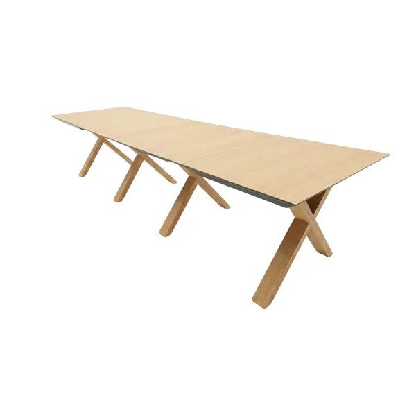 Izvelkams ēdamgalds ar papildu galda virsmu ar ozolkoka imitācijas galda virsmu 100x160 cm Martha – Bobochic Paris