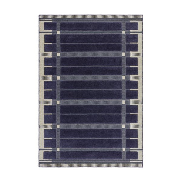 Tumši zils/bēšs ar rokām darināts vilnas paklājs 200x290 cm – Asiatic Carpets