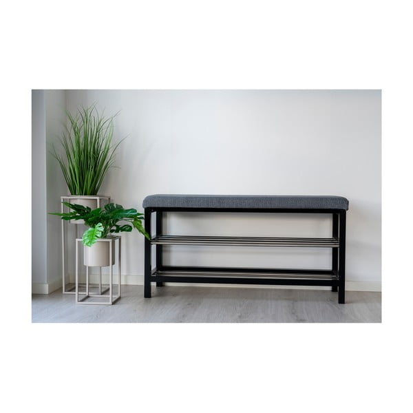 Pelēks apavu plaukts ar soliņu Padova – House Nordic-image-4