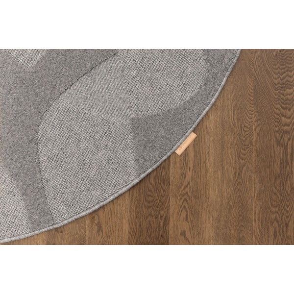 Pelēks vilnas apaļš paklājs ø 133 cm Morphic Botanica – Agnella-image-4