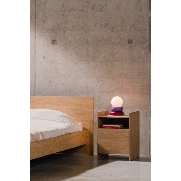 Dabīga toņa naktsskapītis ar ozolkoka imitāciju ar plauktiem Toopt – noo.ma-image-1