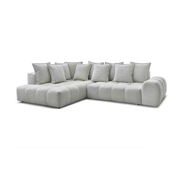 Gaiši pelēks salokāms/ar uzglabāšanas vietu stūra dīvāns no šenila auduma (ar kreiso stūri/L veida) Everest – Bobochic Paris-image-3