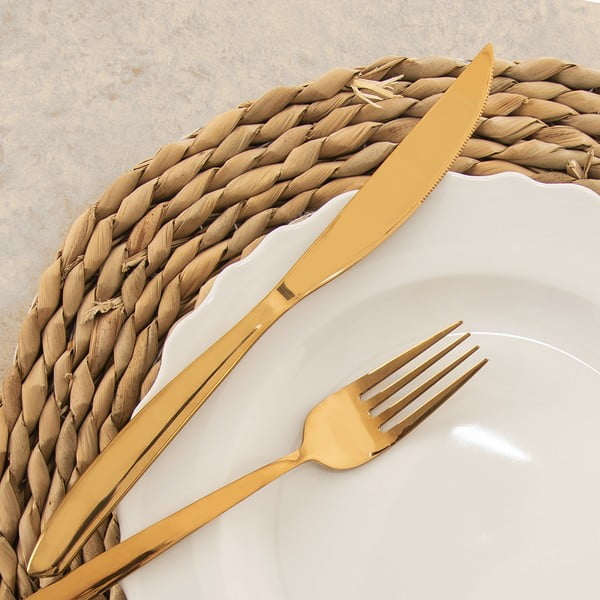 Zelta krāsas nerūsējošā tērauda galda piederumi (24 gab.) Gold – Orion-image-3