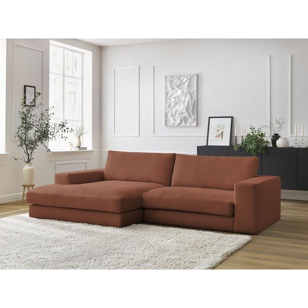 Terakotas oranžs velveta stūra dīvāns (ar kreiso stūri/ar zvilni) Leonard – Bobochic Paris-image-1