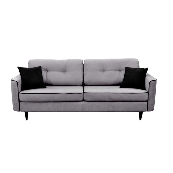 Pelēks trīsvietīgs izlaižams dīvāns ar melnām kājām Mazzini Sofas Magnolia