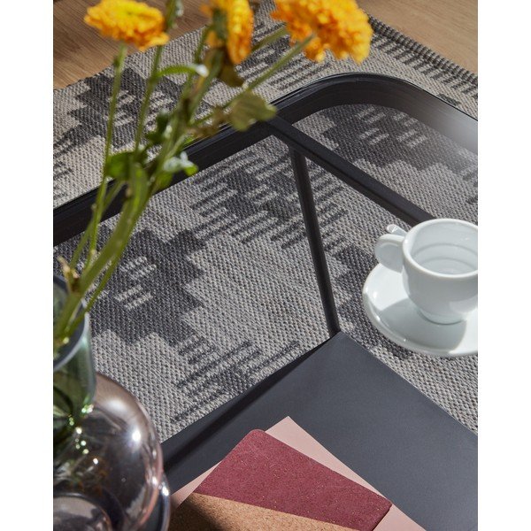 Melns žurnālgaldiņš ar stikla galda virsmu 45x90 cm Duilia – Kave Home-image-2