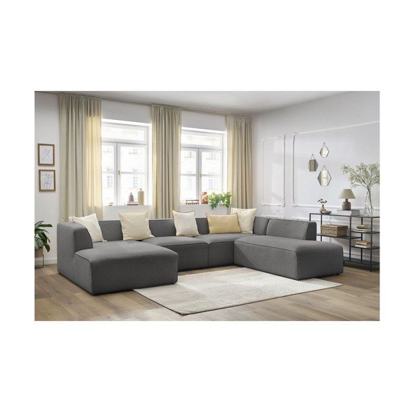 Tumši pelēks modulārais stūra dīvāns (ar labo stūri/U veida) Megeve – Bobochic Paris-image-4