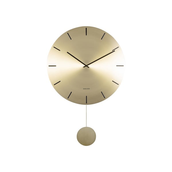 Zelta sienas svārsta pulkstenis Karlsson Impressive, ø 47 cm