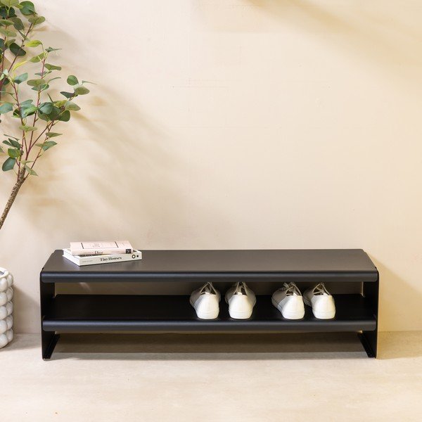 Melns tērauda apavu plaukts 101,5x28x31 cm Linea – Spinder Design-image-2