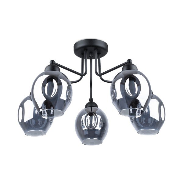 Melna griestu lampa ar stikla abažūru 59x59 cm Garten – Sollux