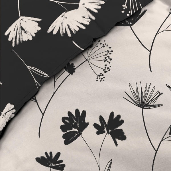 Melna/bēša divguļamā gultas veļa no kokvilnas perkala 240x220 cm Iris – douceur d'intérieur-image-3