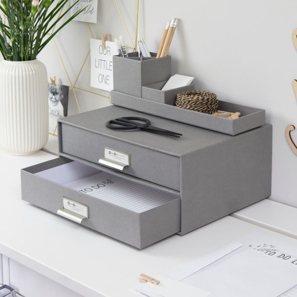 Pelēka 2 līmeņu mapju atvilktne Bigso, 33 x 22,5 cm-image-1