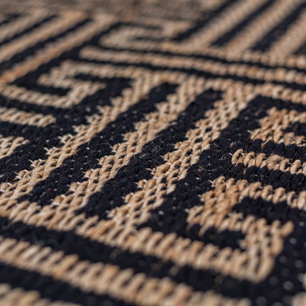 Melns/dabīga toņa ar rokām darināts paklājs no džutas maisījuma 120x170 cm Meander Jute – Flair Rugs-image-1