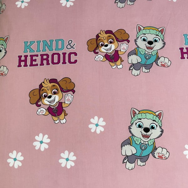 Rozā vienguļamā kokvilnas bērnu gultas veļa 140x200 cm Paw Patrol "Heroic" – Jerry Fabrics-image-4