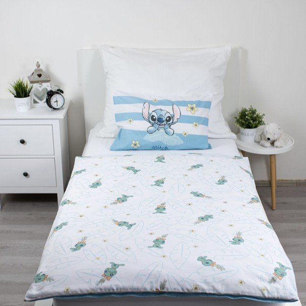 Gaiši zila kokvilnas bērnu gultas veļa bērnu gultiņai 100x135 cm Lilo & Stitch "Tropical Hugs" – Jerry Fabrics-image-3