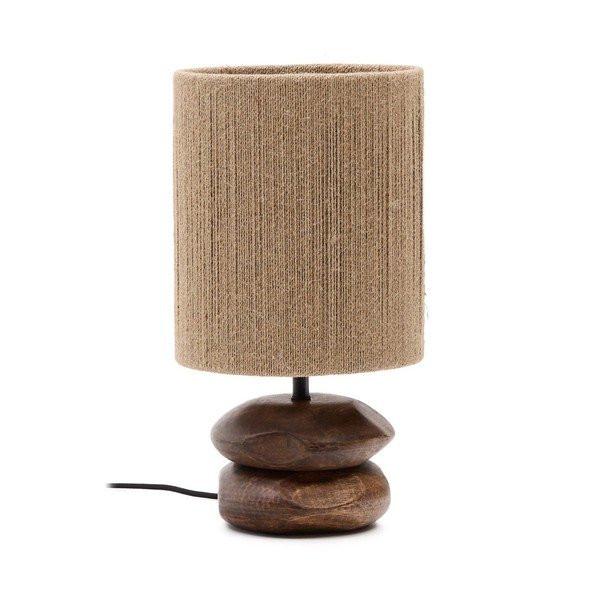 Tumša dabīga toņa akācijas masīvkoka galda lampa (augstums 43 cm) Kor – Kave Home