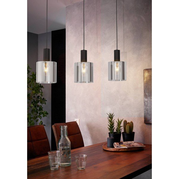 Melna piekaramā lampa ar stikla abažūru GOROSIBA – EGLO-image-1