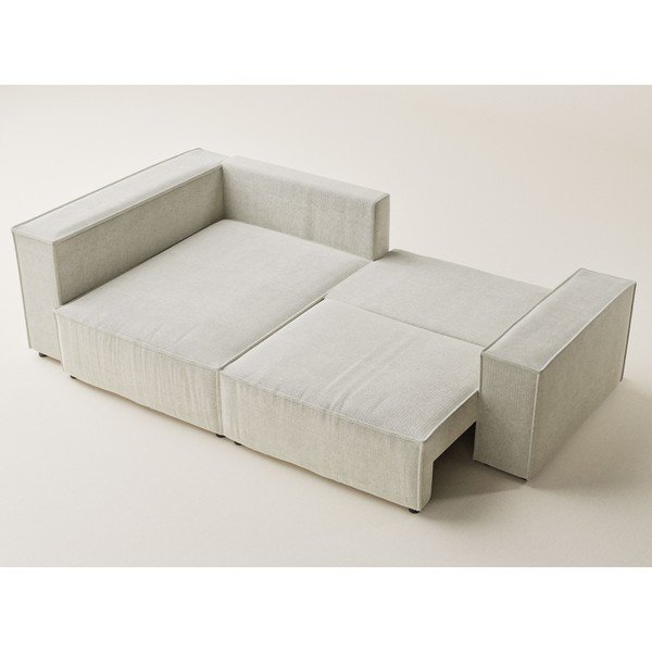 Krēmkrāsas salokāms stūra dīvāns no šenila auduma ar uzglabāšanas vietu (ar kreiso stūri/L veida) Tonga – Maison de Rêve-image-3