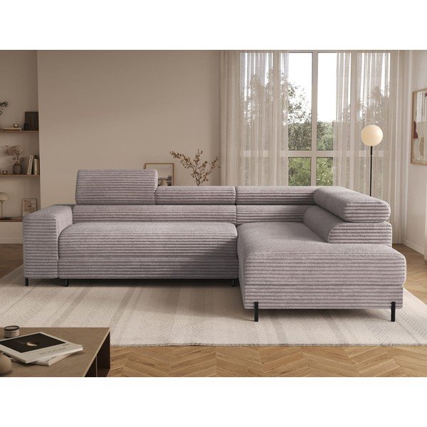 Pelēks velveta stūra dīvāns (ar labo stūri/L veida) Colesio – ELTAP-image-4
