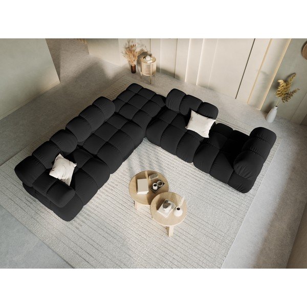Melns samta modulārais dīvāns (ar kreiso stūri) Bellis – Micadoni Home-image-1