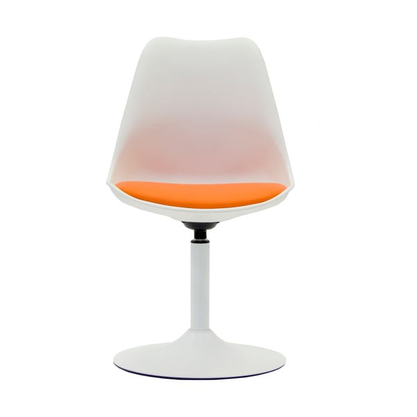 Balts ēdamistabas krēsls ar oranžu sēdekli Tenzo Viva