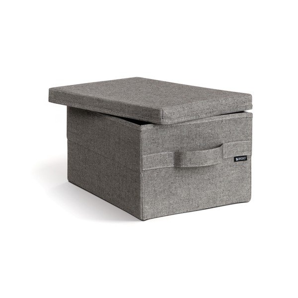 Pelēka tekstila uzglabāšanas kaste ar vāku 27x36x19 cm Soft Storage Small – Bigso-image-2