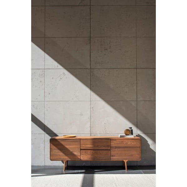 Brūns valrieksta masīvkoka TV galdiņš 180x65x45 cm Fawn – Gazzda-image-1