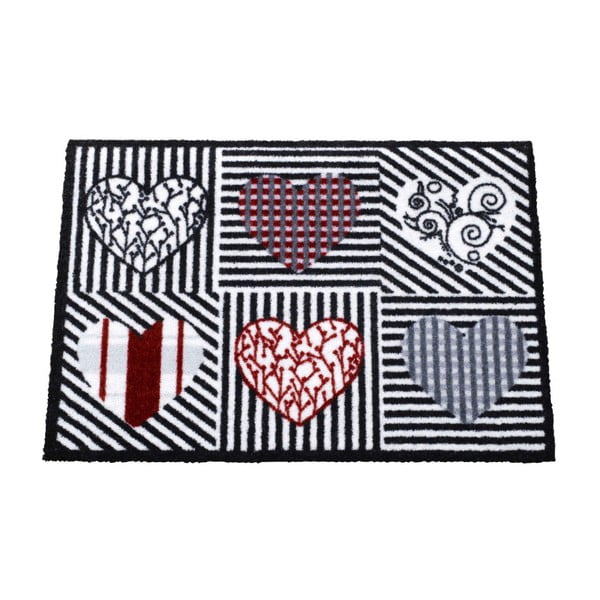 Melns un sarkans paklājs Zala Living Hearts, 50x70 cm