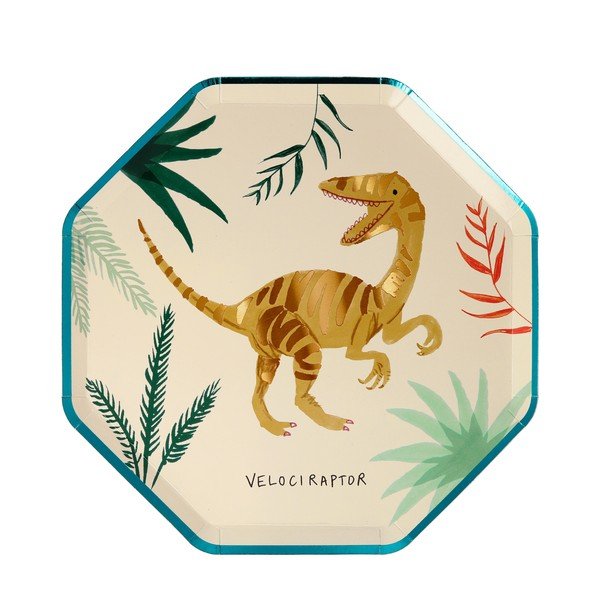 Papīra vienreizlietojamie šķīvji (8 gab.) Dinosaur Kingdom – Meri Meri-image-2