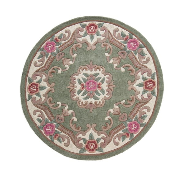 Zaļš vilnas paklājs Flair Rugs Aubusson, ⌀ 120 cm