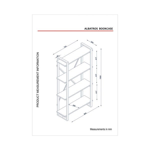 Grāmatu skapis ar plauktiem valriekstu dekora krāsā Albatros-image-2