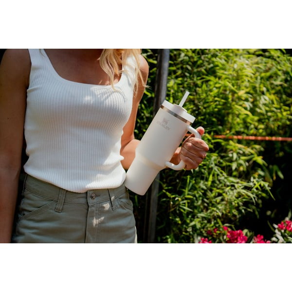 Gaiši rozā nerūsējošā tērauda termoss ar salmiņu 1,18 l Quencher H2.0 FlowState Tumbler Rose Quartz – Stanley-image-1