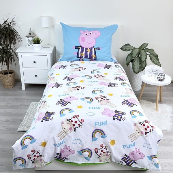 Vienguļamā kokvilnas bērnu gultas veļa ar spīdošu efektu 140x200 cm Peppa Pig – Jerry Fabrics-image-2