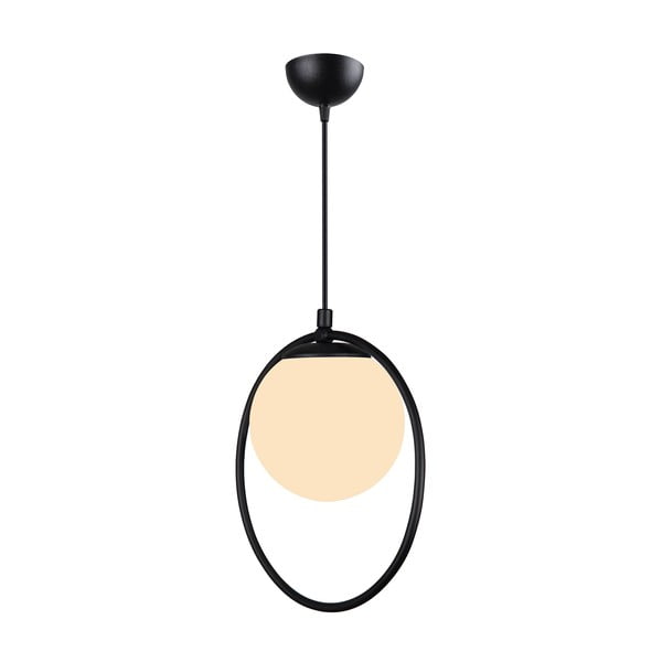 Melna metāla piekaramā lampa ar stikla abažūru ø 15 cm Ates – Squid Lighting-image-4
