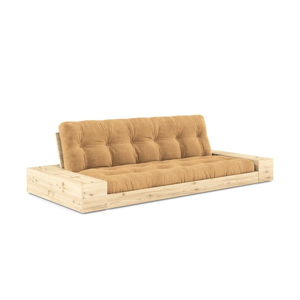Sinepju dzeltens/gaiši brūns velveta izvelkamais dīvāns 244 cm Base – Karup Design